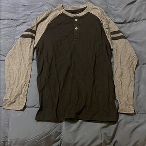 Kid’s Black and Gray Long Sleeve Henley Shirt